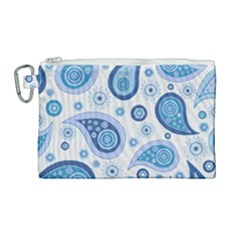 Retro Paisley Blue Canvas Cosmetic Bag (large) by snowwhitegirl