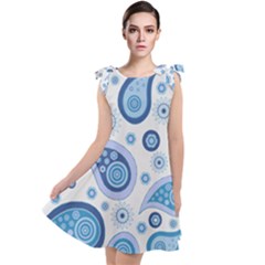 Retro Paisley Blue Tie Up Tunic Dress