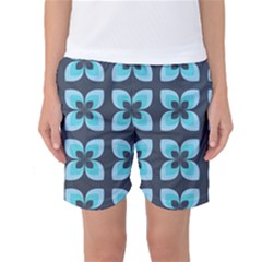 Retro Flower Blue Women s Basketball Shorts by snowwhitegirl