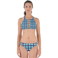 Retro Flower Blue Perfectly Cut Out Bikini Set by snowwhitegirl