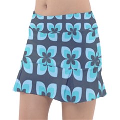 Retro Flower Blue Tennis Skirt by snowwhitegirl