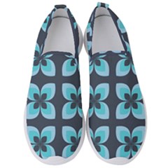 Retro Flower Blue Men s Slip On Sneakers