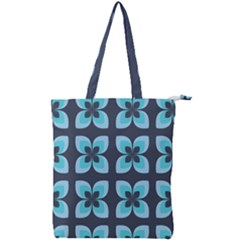 Retro Flower Blue Double Zip Up Tote Bag