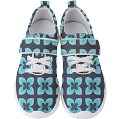 Retro Flower Blue Men s Velcro Strap Shoes