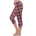 Retro Flower Pink Brown Capri Yoga Leggings View2