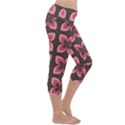 Retro Flower Pink Brown Capri Yoga Leggings View3