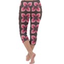 Retro Flower Pink Brown Capri Yoga Leggings View4