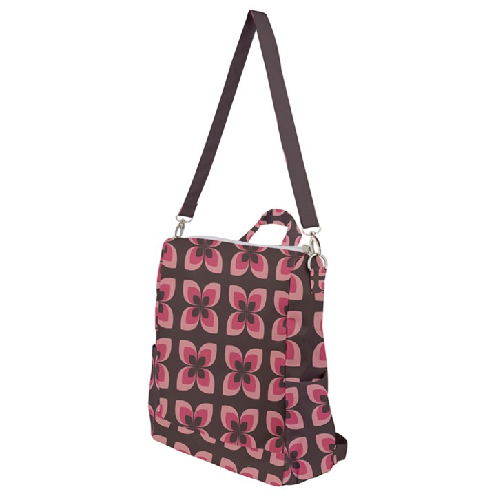 Retro Flower Pink Brown Crossbody Backpack