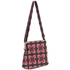 Retro Flower Pink Brown Zipper Messenger Bag