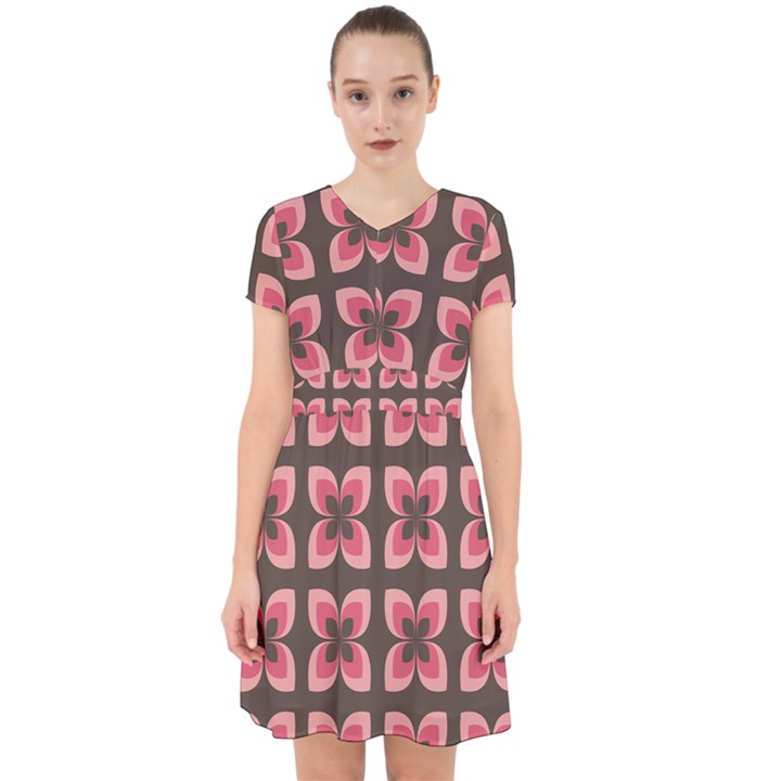 Retro Flower Pink Brown Adorable in Chiffon Dress