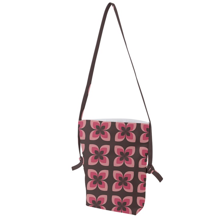 Retro Flower Pink Brown Folding Shoulder Bag