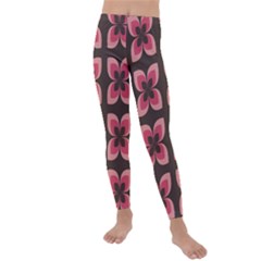 Retro Flower Pink Brown Kids  Lightweight Velour Leggings by snowwhitegirl