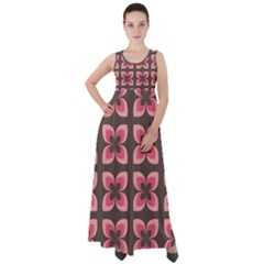 Retro Flower Pink Brown Empire Waist Velour Maxi Dress