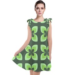 Retro Flower Green Tie Up Tunic Dress by snowwhitegirl