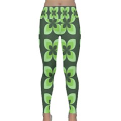 Retro Flower Green Lightweight Velour Classic Yoga Leggings