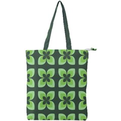 Retro Flower Green Double Zip Up Tote Bag