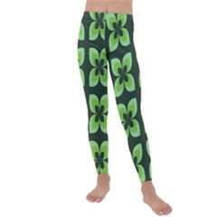 Retro Flower Green Kids  Lightweight Velour Leggings