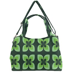 Retro Flower Green Double Compartment Shoulder Bag