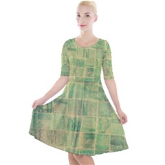 Abstract Green Tile Quarter Sleeve A-line Dress by snowwhitegirl