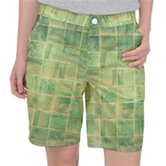 Abstract Green Tile Pocket Shorts