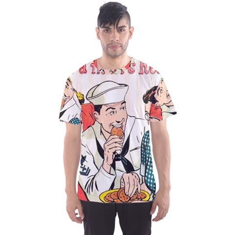 Retro Sailor Eating Cookie Men s Sports Mesh Tee by snowwhitegirl