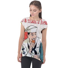 Retro Sailor Eating Cookie Cap Sleeve High Low Top