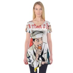 Retro Sailor Eating Cookie Short Sleeve Tunic  by snowwhitegirl