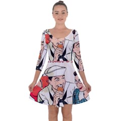 Retro Sailor Eating Cookie Quarter Sleeve Skater Dress by snowwhitegirl