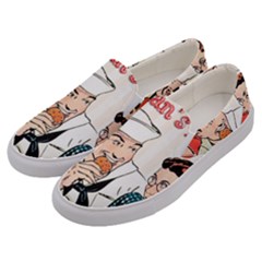 Retro Sailor Eating Cookie Men s Canvas Slip Ons by snowwhitegirl