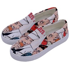 Retro Sailor Eating Cookie Kids  Canvas Slip Ons by snowwhitegirl