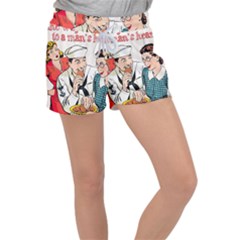 Retro Sailor Eating Cookie Women s Velour Lounge Shorts by snowwhitegirl