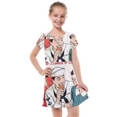 Retro Sailor Eating Cookie Kids  Cross Web Dress by snowwhitegirl