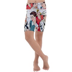 Retro Sailor Eating Cookie Kids  Lightweight Velour Cropped Yoga Leggings by snowwhitegirl