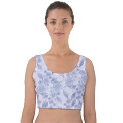 Blue Floral Velvet Crop Top by snowwhitegirl