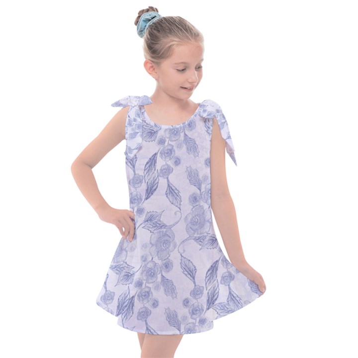 Blue Floral Kids  Tie Up Tunic Dress