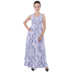 Blue Floral Empire Waist Velour Maxi Dress