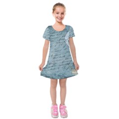 Vintage Hot Air Balloon Lettter Kids  Short Sleeve Velvet Dress