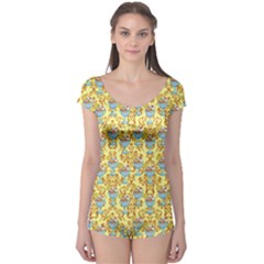 Paisley Yellow Sundaes Boyleg Leotard  by snowwhitegirl