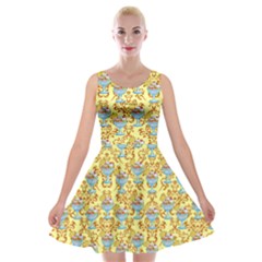 Paisley Yellow Sundaes Velvet Skater Dress by snowwhitegirl