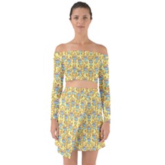 Paisley Yellow Sundaes Off Shoulder Top With Skirt Set by snowwhitegirl