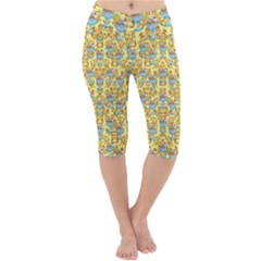 Paisley Yellow Sundaes Lightweight Velour Cropped Yoga Leggings by snowwhitegirl