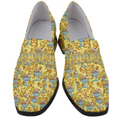 Paisley Yellow Sundaes Women s Chunky Heel Loafers