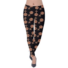 Victorian Crosses Black Velvet Leggings by snowwhitegirl