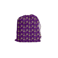 Victorian Crosses Purple Drawstring Pouch (small) by snowwhitegirl