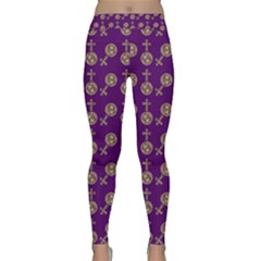 Victorian Crosses Purple Classic Yoga Leggings by snowwhitegirl