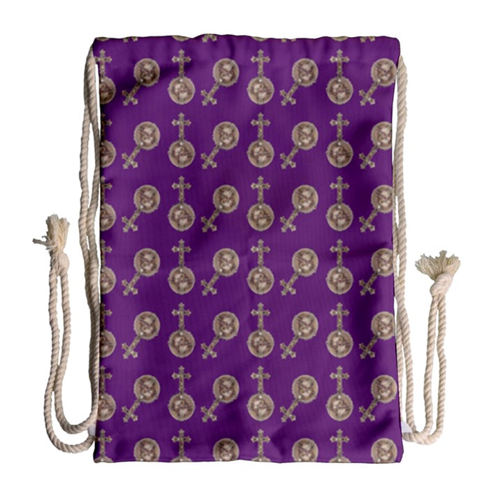 Victorian Crosses Purple Drawstring Bag (Large)