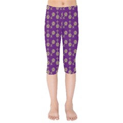 Victorian Crosses Purple Kids  Capri Leggings  by snowwhitegirl