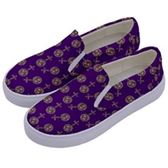 Victorian Crosses Purple Kids  Canvas Slip Ons by snowwhitegirl