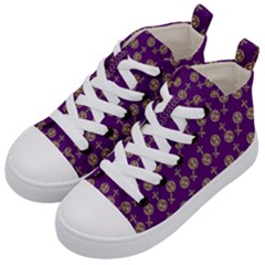 Victorian Crosses Purple Kids  Mid-top Canvas Sneakers by snowwhitegirl