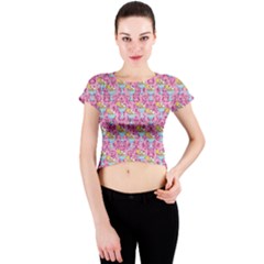 Paisley Pink Sundaes Crew Neck Crop Top by snowwhitegirl